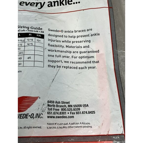 Swede-O Strap Lok Ankle Brace size Medium Black - New - Picture 6 of 9